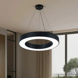 Moderne LED Ring Pendelleuchte – dimmbar, schwarz, ideal für Esszimmer & Büro