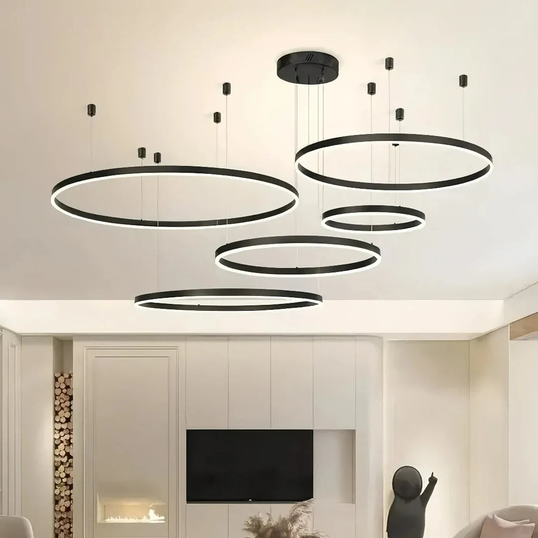 Moderne LED Ring Pendelleuchte aus Metall dimmbar