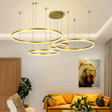 Moderne LED Ring Pendelleuchte aus Metall dimmbar