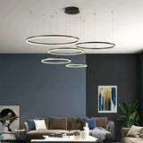 Moderne LED Ring Pendelleuchte aus Metall dimmbar
