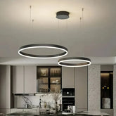 Dimmbare LED Ring Pendelleuchte aus Metall für moderne Wohnräume