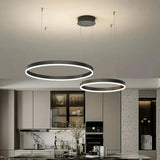 Dimmbare LED Ring Pendelleuchte aus Metall für moderne Wohnräume