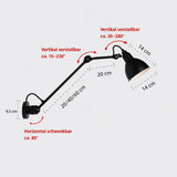 Moderne LED Wandleuchte in Schwarz mit flexiblem Schwenkarm
