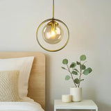 Moderne Pendelleuchte aus Glas 1-flammige Kugel für das Schlafzimmer