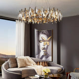 Moderne Pendelleuchte mit Kristallringen dimmbar für Wohnzimmer