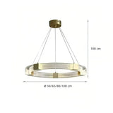 Moderne Ring Pendelleuchte in Goldoptik, dimmbar, ideal für Wohnzimmer