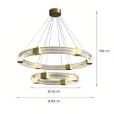 Moderne Ring Pendelleuchte in Goldoptik, dimmbar, ideal für Wohnzimmer