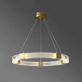 Moderne Ring Pendelleuchte in Goldoptik, dimmbar, ideal für Wohnzimmer
