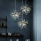 Moderne Sputnik LED Pendelleuchte aus Edelstahl, dimmbar, für Esszimmer