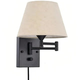 Moderne Wandleuchte fürs Schlafzimmer mit Stoffschirm und verstellbarem Arm, dimmbar