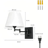Moderne Wandleuchte fürs Schlafzimmer mit Stoffschirm und verstellbarem Arm, dimmbar