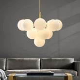Moderne Bubble LED Pendelleuchte aus Opalglas für Esszimmer