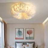 Moderne Deckenleuchte mit Federn im Ringdesign für Schlafzimmer