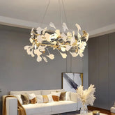 Moderne Keramik-Kronleuchter mit Ginkgo-Design fürs Wohnzimmer