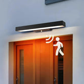Moderne LED Außenwandleuchte mit Bewegungsmelder in Schwarz, IP65, 32–80 cm