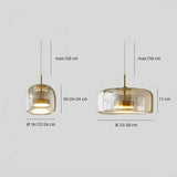 Moderne LED Pendelleuchte aus amber Glas für Esszimmer