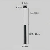 Zylindrische LED Pendelleuchte aus schwarzem Metall modern für Esszimmer