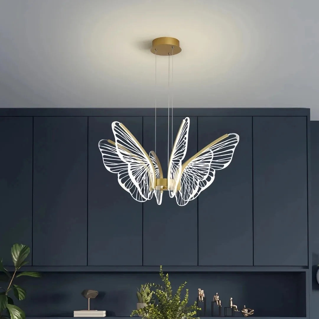 Design-Pendelleuchte Gold mit drei Lichtfarben für Esszimmer