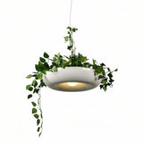 Moderne Pendelleuchte mit Blumentopf für Balkon mit Kunstpflanze