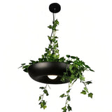 Moderne Pendelleuchte mit Blumentopf für Balkon mit Kunstpflanze