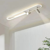 Weiße längliche LED-Deckenleuchte mit zwei Spots an der Decke