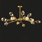 Moderner Kronleuchter aus Kristall und Messing in Gold für Esszimmer