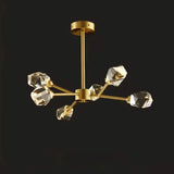 Moderner Kronleuchter aus Kristall und Messing in Gold für Esszimmer