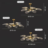 Moderner Kronleuchter in Gold mit Blatt-Design für das Wohnzimmer
