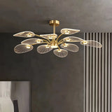 Moderner Kronleuchter in Gold mit Blatt-Design für das Wohnzimmer