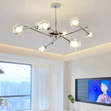 Moderner Kronleuchter in Silber mit Glaskugeln fürs Wohnzimmer