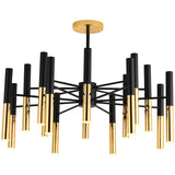 Moderner Metall Design Kronleuchter in Schwarz Gold für Wohnzimmer
