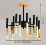 Moderner Metall Design Kronleuchter in Schwarz Gold für Wohnzimmer