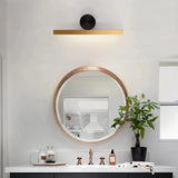 Moderne lange Wandleuchte in Schwarz-Gold für den Innenbereich