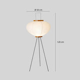 Reispapier-Stehlampe im japanischen Stil mit Dreibein für Wohnzimmer