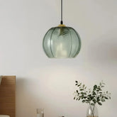 Pendelleuchte Grün Glas Kugel im Vintage Stil fürs Esszimmer