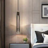 Pendelleuchte Glas 1 flammig im modernen Rohrdesign für Schlafzimmer