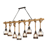 Pendelleuchte im Landhausstil aus Holz und Hanfseil für den Esstisch