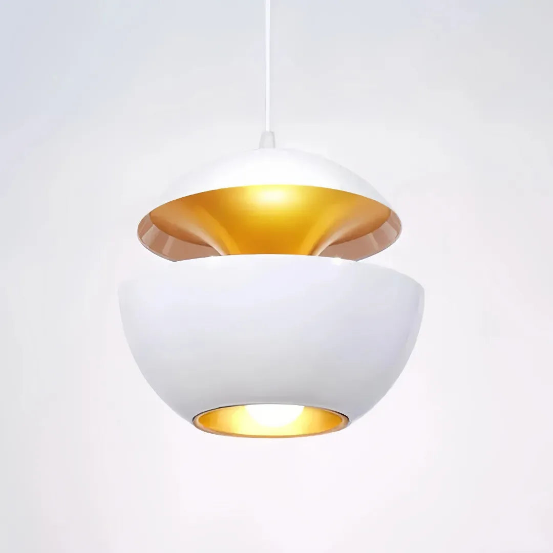 Moderne Kugel-Pendelleuchte 25 cm Weiß-Gold