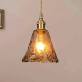 Pendelleuchte aus Bernstein Glas und Messing im Mid Century Stil für Esszimmer