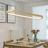 Skandinavische Holz-Pendelleuchte oval für Esszimmer – dimmbar