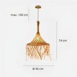 Pendelleuchte aus Rattan und Stroh im Boho Stil für Esszimmer