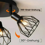 3-flammige E14 Deckenleuchte im Industrial Stil aus schwarzem Metall für den Flur