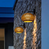 Rattan-Außenwandleuchte in Kürbisform, IP65