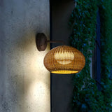 Rattan-Außenwandleuchte in Kürbisform, IP65