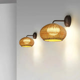 Rattan-Außenwandleuchte in Kürbisform, IP65