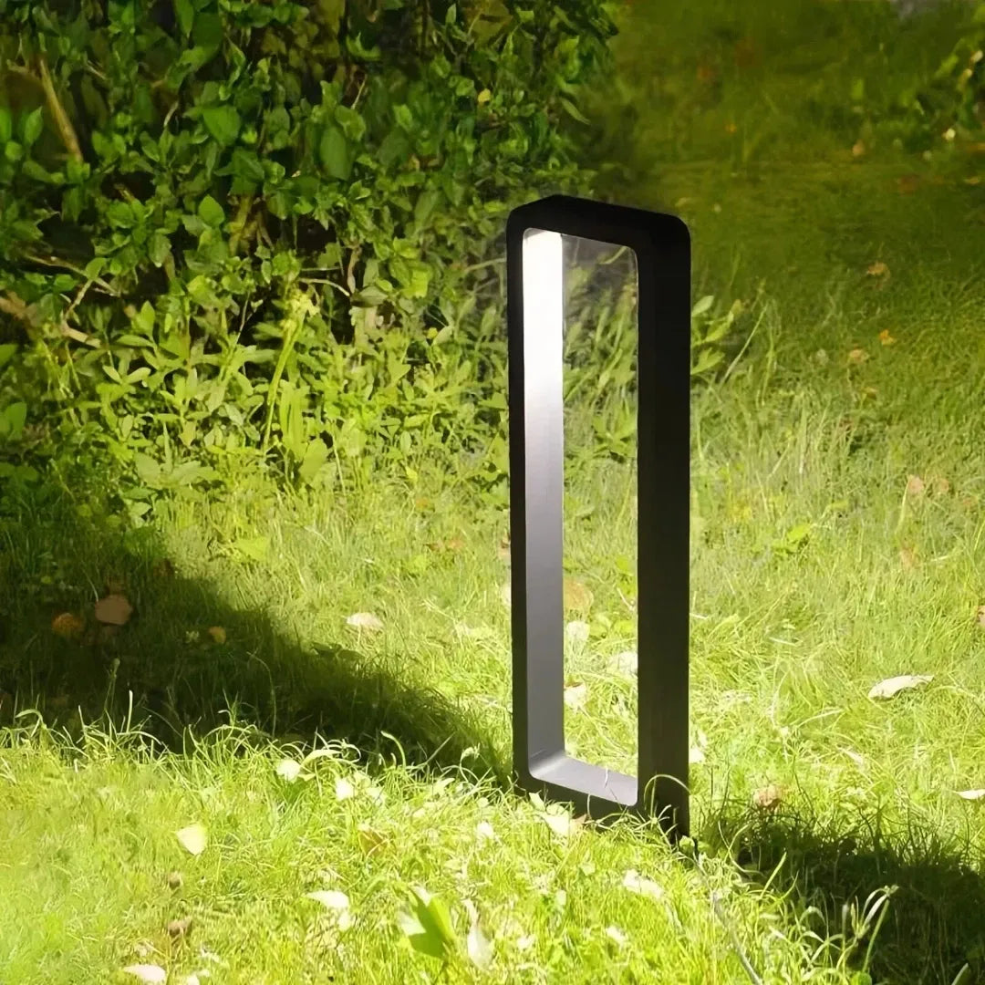 Rechteckige schwarze LED-Pollerleuchte außen mit IP65-Schutz