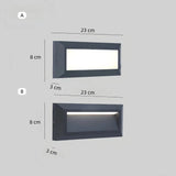 Rechteckige LED-Wandeinbauleuchte in Schwarz, IP65, für Treppen