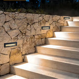 Rechteckige LED-Wandeinbauleuchte in Schwarz, IP65, für Treppen