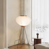 Reispapier-Stehlampe im japanischen Stil mit Dreibein für Wohnzimmer