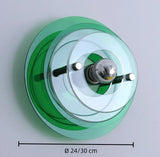 Moderne grüne Wandleuchte im UFO-Design aus Acryl für Schlafzimmer